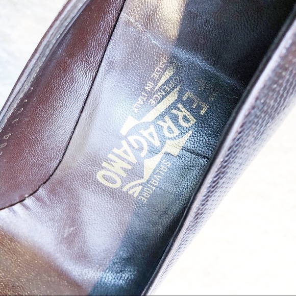 Salvatore Ferragamo Brown Pebble Leather Heels sz9 - Picture 2 of 11